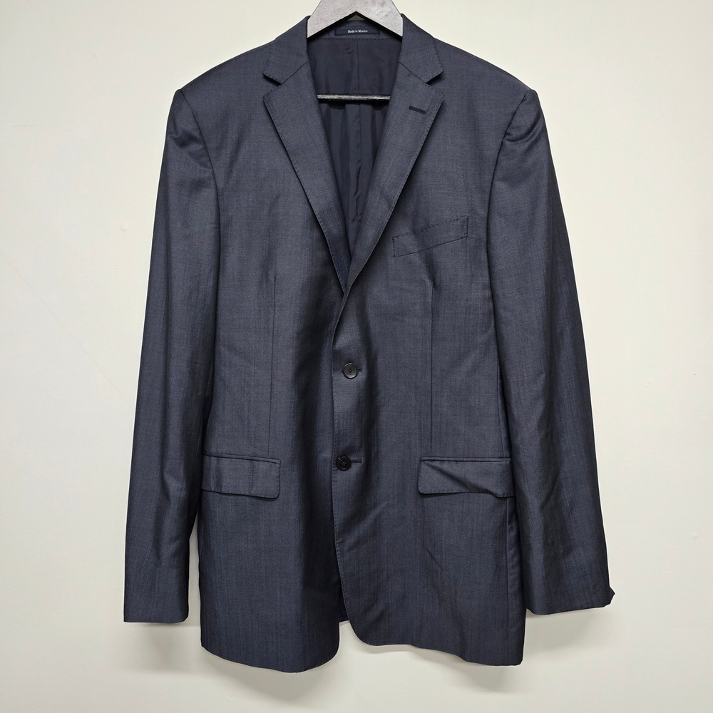 Z Zegna Blazer Mens 42L EU 52L Navy Blue Wool Mohair Two Button Sport Coat